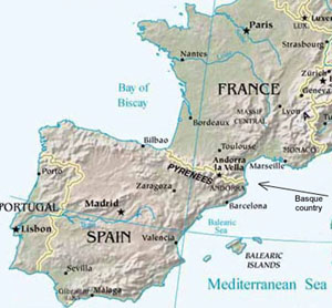 Time Zones Map Pyrenees Mountains Europe Map
